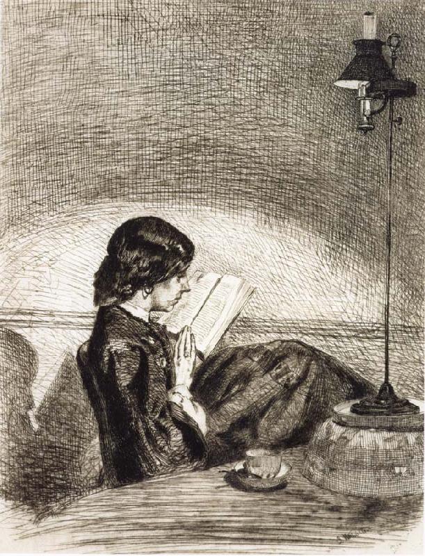 James Abbott McNeil Whistler Reading by Lamplight china oil painting image